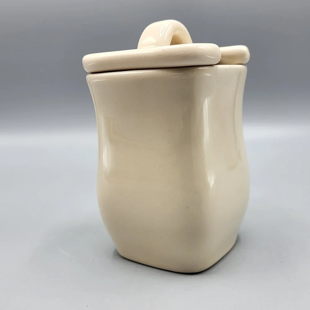 Longaberger Mayonnaise Jar Ceramic Condiment Pot Lid Cream Farmhouse Replacement